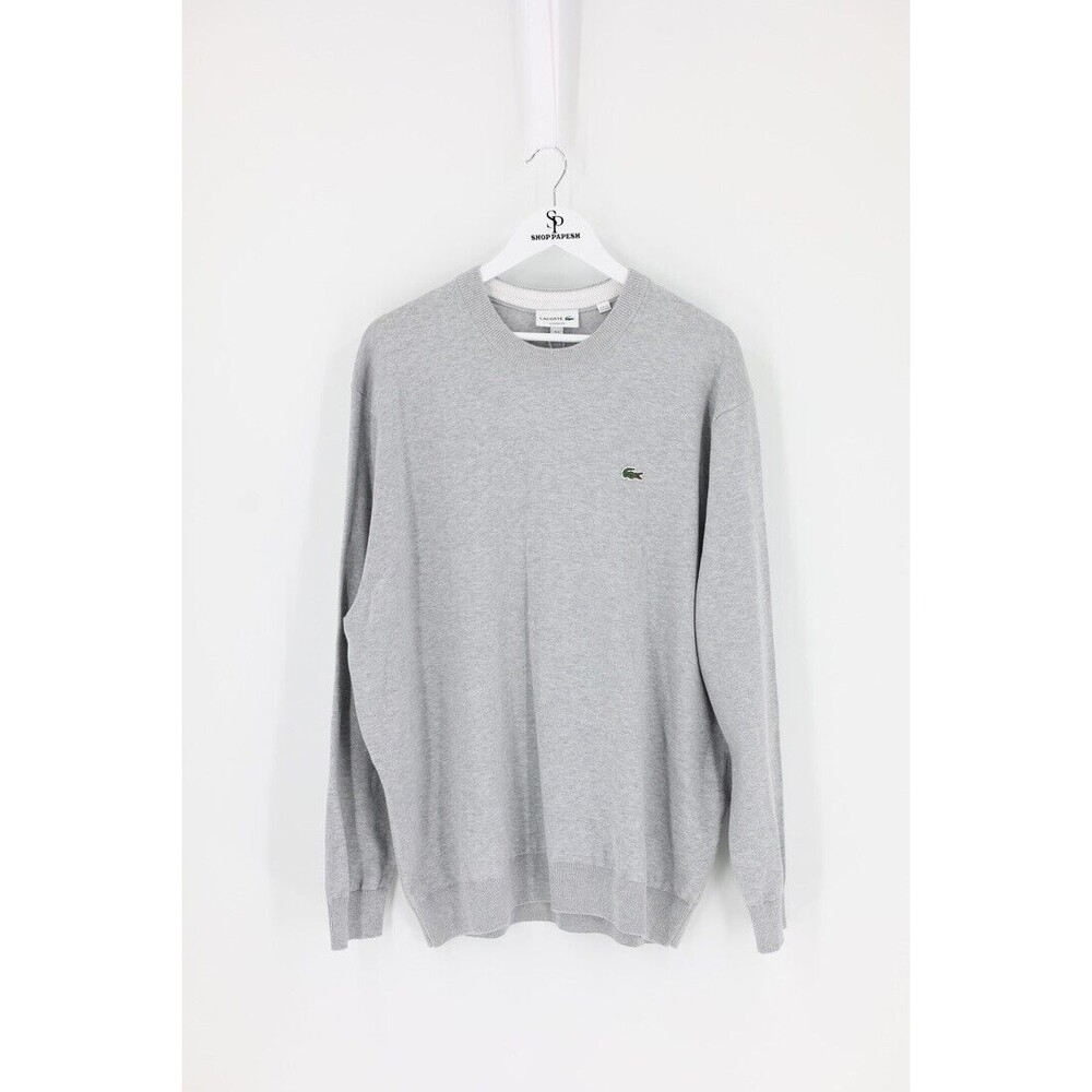 Lacoste Men Size 3XL Classic Fit Light Grey Pullover Cotton Sweater Crew Neck